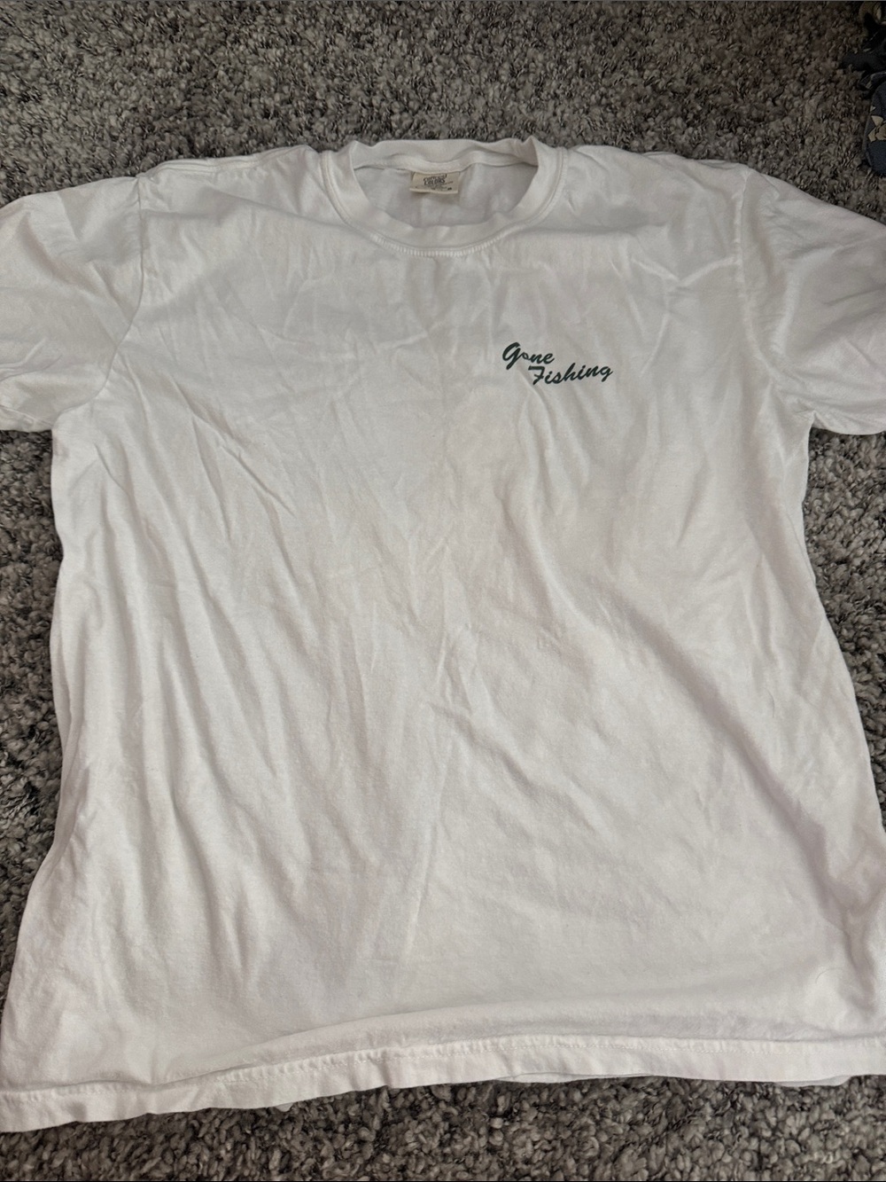 White Christian'Gone Fishing' Short-Sleeve Crewneck Shirt